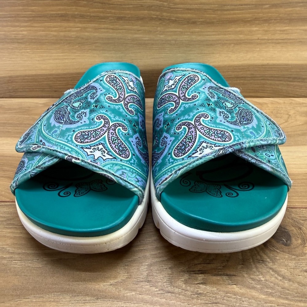 Alegria Airie Teal Paisley Sandals Womens 9 EU 39 Comfort Slide Vacation Resort - Picture 4 of 11